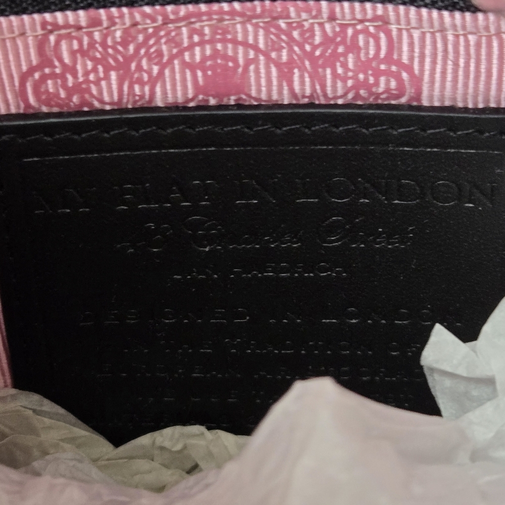 My Flat In London Quilted Black Handbag Pink Queen Bee Rhinestone Crown Purse - Picture 7 of 8
